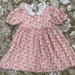 Charming Pink Floral Dress with Lace Collar